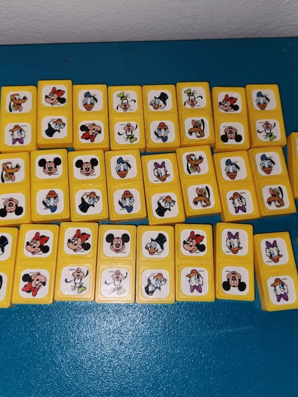 Vintage Disney Character Plastic Dominoes Mickey Donald Daisy Pluto Goofy Lot